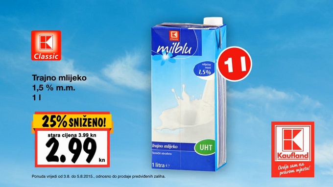 Kaufland trajno mlijeko akcija