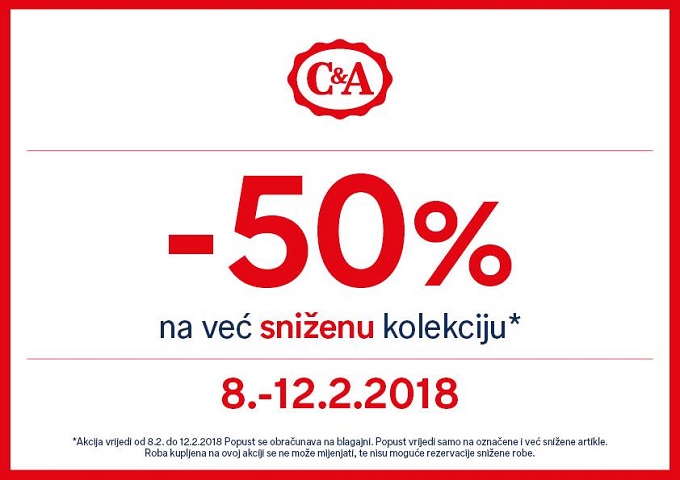 C&A akcija -50% na sniženu kolekciju