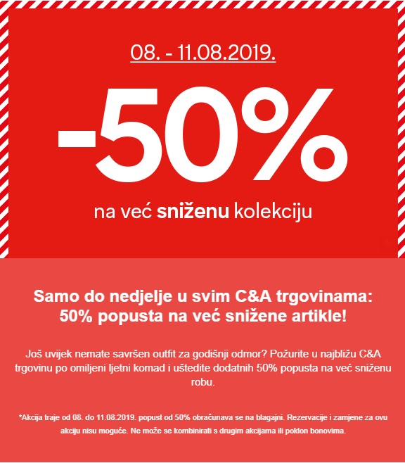C&A akcija -50% na sniženo