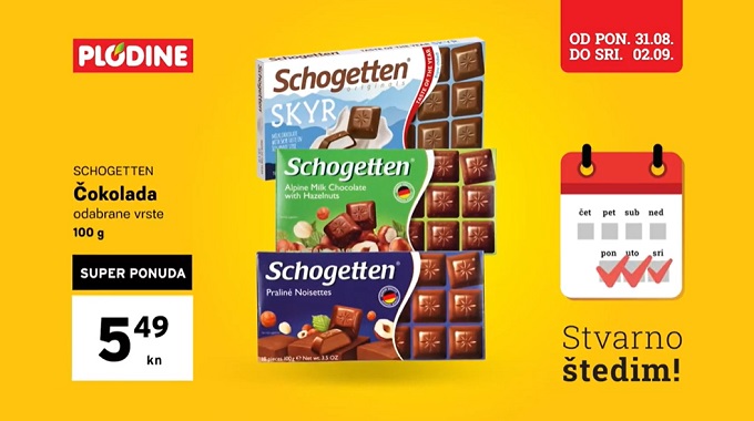 Plodine akcija Schogetten čokolada
