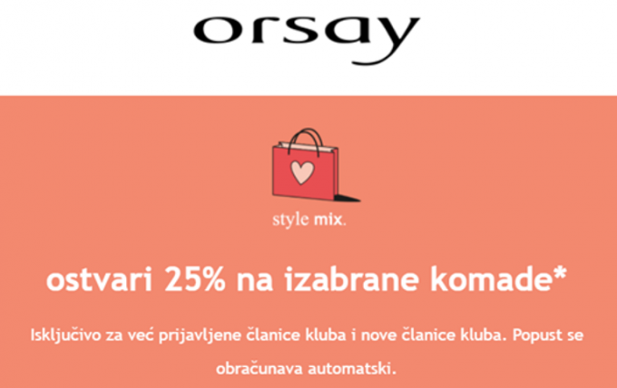 Orsay webshop akcija 25% popusta