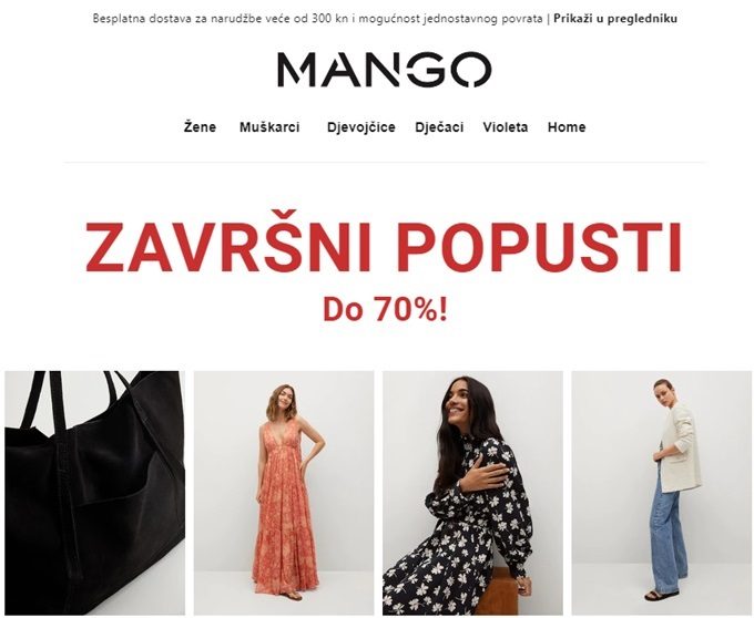 Mango webshop akcija Završni popusti