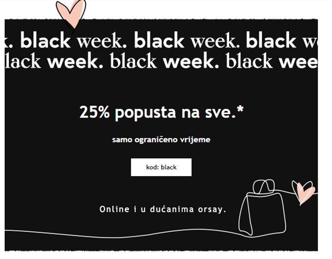 Orsay webshop akcija Black week do 25.11.