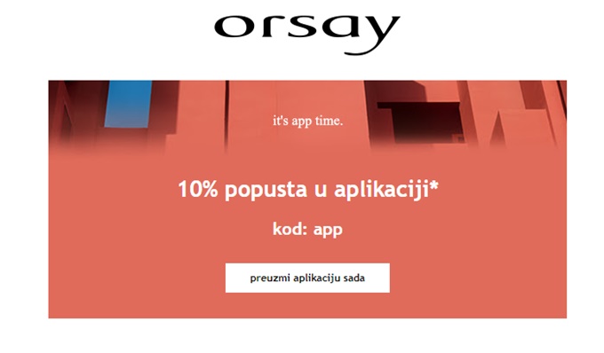 Orsay webshop akcija 10% popusta u aplikaciji 05.04.