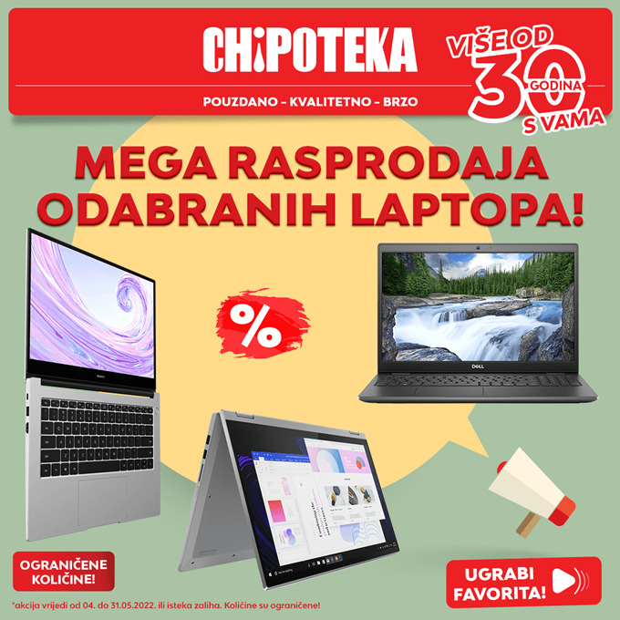 Chipoteka webshop akcija Rasprodaja laptopa