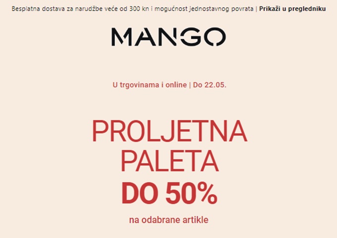 Mango webshop akcija do 22.05.