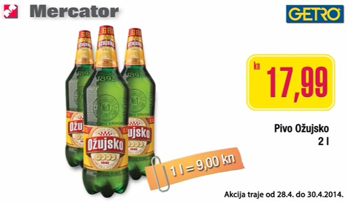Mercator Getro pivo Ožujsko