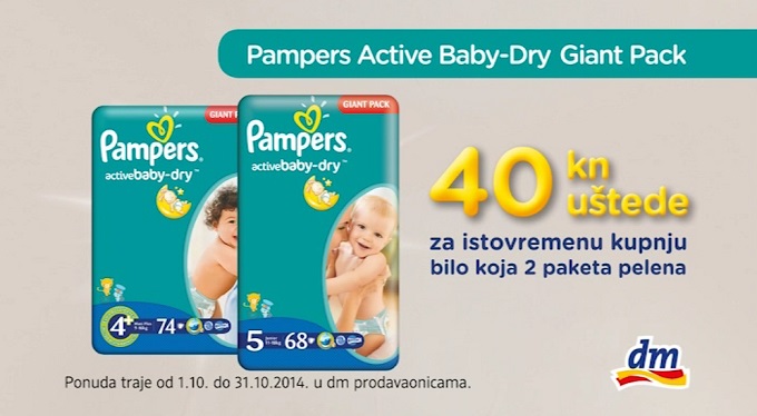 DM Pampers Active Dry Giant pack popust