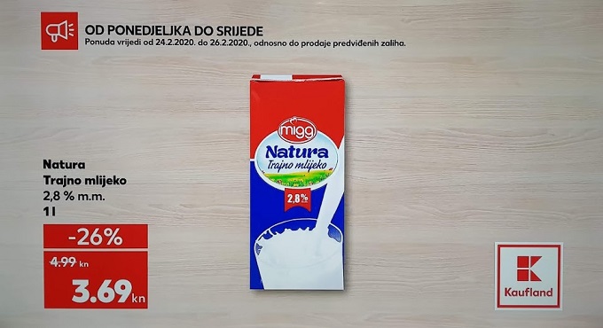 Kaufland akcija Natura trajno mlijeko