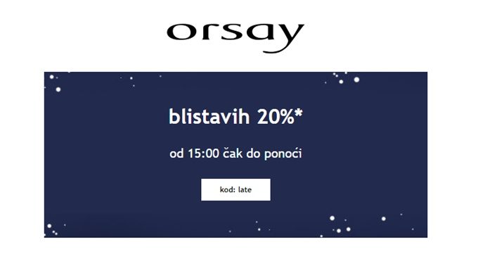 Orsay webshop akcija Blistavih 20%