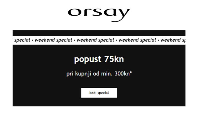 Orsay webshop akcija Popust od 75 kuna do 20.02.