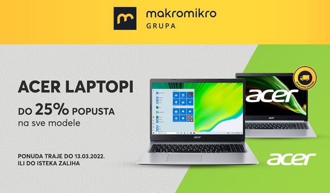 Makromikro webshop akcija Acer laptopi