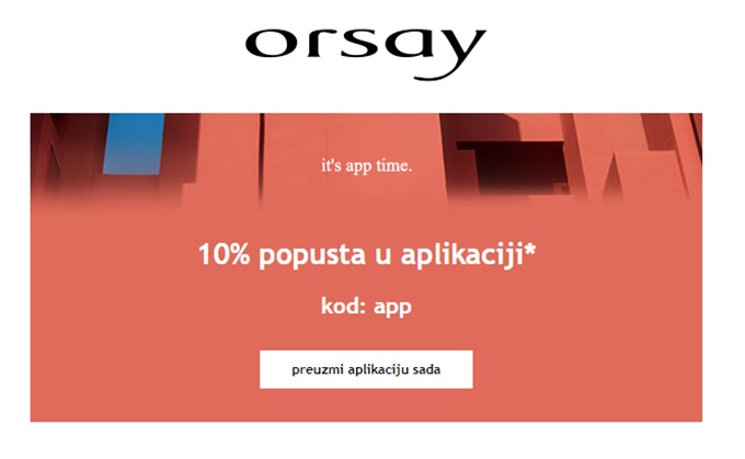 Orsay webshop akcija 10% popusta u aplikaciji do 30.03.