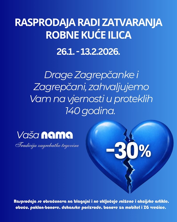 Nama robne kuće rasprodaja radi zatvaranja